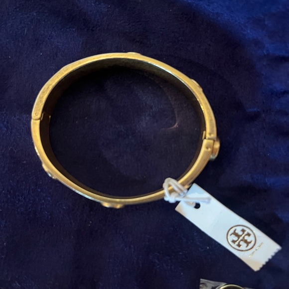 TORY BURCH Gold Tone Logo Bangle Bracelet - Picture 4 of 7